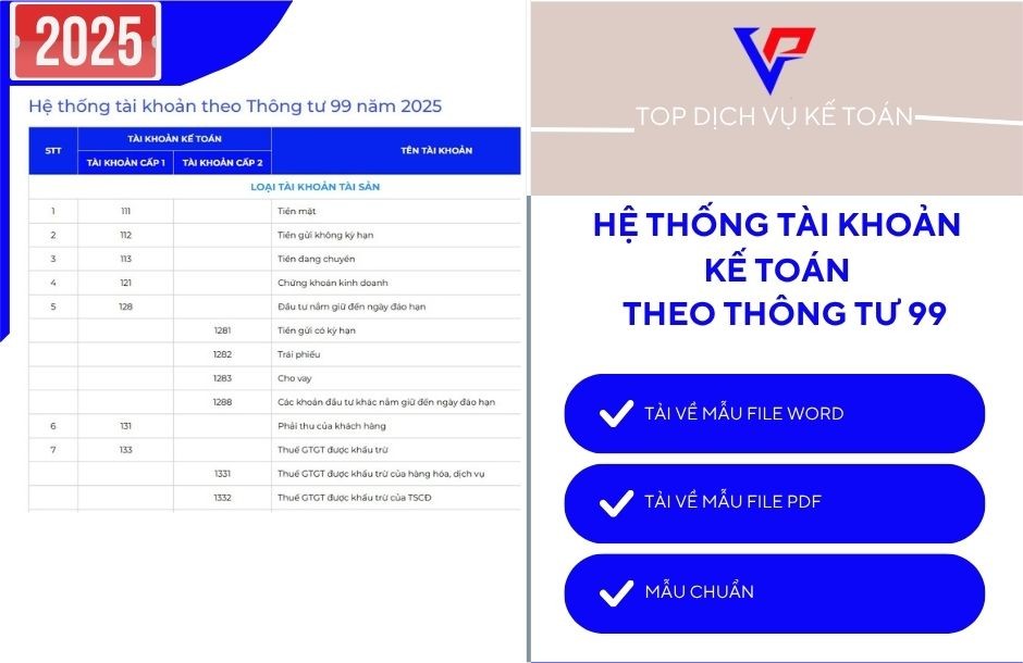 Hệ thống tài khoản theo Thông tư 99 năm 2025 - TOP DỊCH VỤ KẾ TOÁN