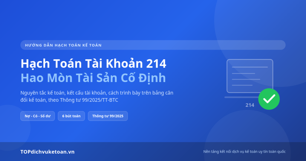 HẠCH TOÁN TÀI KHOẢN 214 TOP dịch vụ kế toán