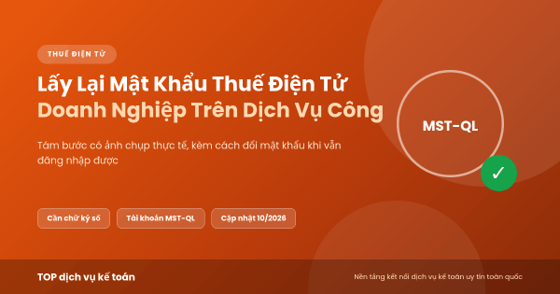 Lấy lại mật khẩu thuế điện tử doanh nghiệp trên dịch vụ công TOP dịch vụ kế toán